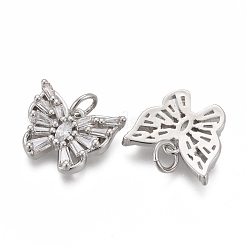 Brass Micro Pave Clear Cubic Zirconia Charms&nbsp;KK-F821-15P