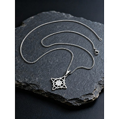 Vintage 304 Stainless Steel Witch Knot Pendant Necklaces&nbsp;WGBCAF0-01