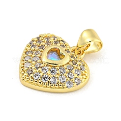 Heart Rack Plating Brass Micro Pave Cubic Zirconia Charms&nbsp;KK-Z053-17G