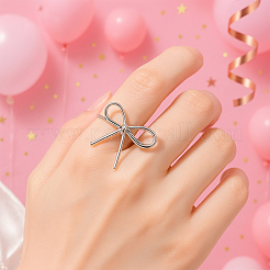 8Pcs 2 Colors Bowknot Iron Finger Rings for Women&nbsp;RJEW-HY0001-24