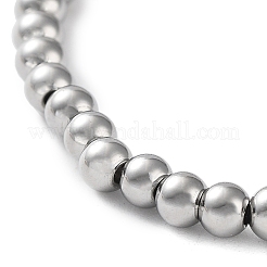 Non-Tarnish 316 Surgical Stainless Steel Round Beaded Stretch Bracelets&nbsp;BJEW-M305-01B-P