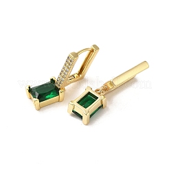 Rectangle Real 18K Gold Plated Brass Dangle Hoop Earrings&nbsp;EJEW-L268-027G-01