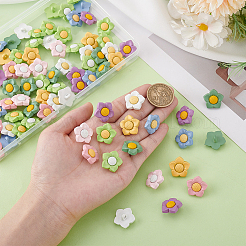 90Pcs 9 Colors 1-Hole Resin Buttons&nbsp;BUTT-PH0001-66