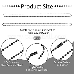 6Pcs 304 Stainless Steel Ball Chain Necklaces Set&nbsp;MAK-NB0001-16