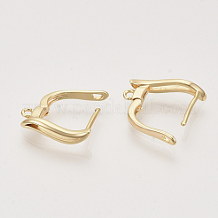 Brass Hoop Earring Findings with Latch Back Closure&nbsp;KK-T048-031G-NF