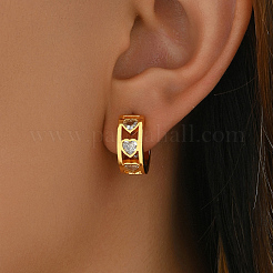 Elegant Heart Brass Cubic Zirconia Stud Earrings&nbsp;GX1194-2