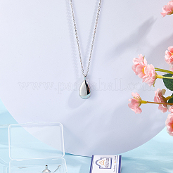 Teardrop 201 Stainless Steel Memorial Urn Ashes Pendant Necklaces&nbsp;DIY-CN0003-40P