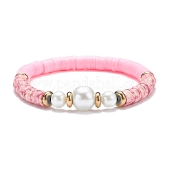 Handmade Polymer Clay Heishi Beads Stretch Bracelet&nbsp;BJEW-JB07453