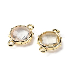 Brass Natural Lemon Quartz Connector Charms&nbsp;KK-Z096-01G-01