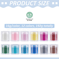 12Pcs 12 Colors Glass No Hole Round Beads Nail Art Glitter Powders&nbsp;MRMJ-PH0003-30