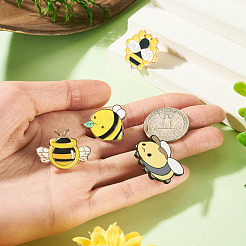 4Pcs 4 Styles Bees Enamel Pins&nbsp;JEWB-TA0001-36
