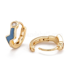 Brass Micro Pave Clear Cubic Zirconia Huggie Hoop Earrings&nbsp;EJEW-P187-I