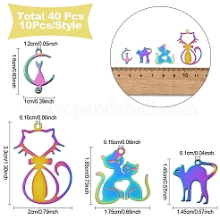40Pcs 4 Styles 201 Stainless Steel Pendants&nbsp;STAS-YW0002-62MC