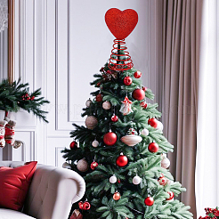 Christmas Themed PVC Treetop Heart Ornament with Spring&nbsp;AJEW-WH0070-63