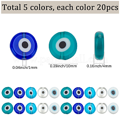 100Pcs 5 Colors Handmade Evil Eye Lampwork Beads&nbsp;LAMP-SP0001-04B