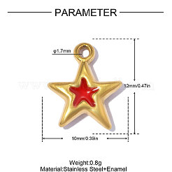 304 Stainless Steel with Red Enamel Charms&nbsp;SA-OY002-18G