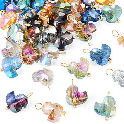 45Pcs 9 Colors Duck Glass Pendants. with Brass Loop&nbsp;PALLOY-TAC0257
