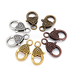 Tibetan Style Alloy Heart Lobster Claw Clasps&nbsp;TIBE-KS0001-02