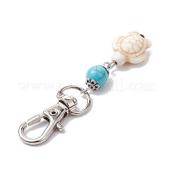 Tortoise & Round Synthetic Turquoise Beaded Pendant Decoration&nbsp;HJEW-JM02296-02
