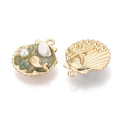 Luminous Rack Plating Alloy Resin and ABS Imitation Pearl and Porcelain Pendants&nbsp;ENAM-T091-69