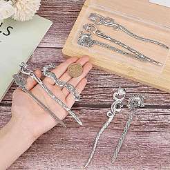 10Pcs 5 Styles Fox Swan Peacock Tibetan Style Alloy Bookmarks&nbsp;FIND-SC0009-01