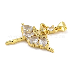 Rack Plating Brass Micro Pave Cubic Zirconia Pendants&nbsp;KK-G513-94G-02
