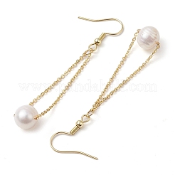 Natural Cultured Freshwater Pearl Beads with Brass Dangle Earrings&nbsp;X-EJEW-JE05757