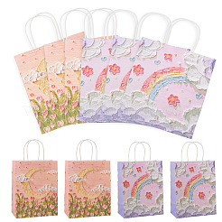 6Pcs 2 Colors Flower Printed Paper Gift Bags&nbsp;ABAG-TAD0001-02