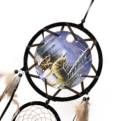 Indian Style ABS Woven Web/Net with Feather Pendant Decorations&nbsp;AJEW-B016-04B