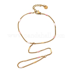 304 Stainless Steel Enamel Link Ring Bracelets for Women&nbsp;BJEW-Z140-02G