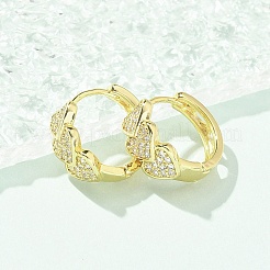 Brass Micro Pave Clear Cubic Zirconia Hoop Earrings&nbsp;EJEW-C122-03G