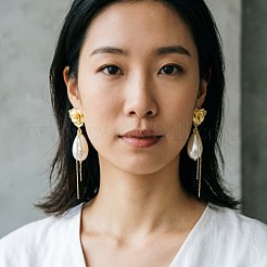 Alloy & Imitation Pearl Stud Dangle Earrings for Women&nbsp;WG4C821-01