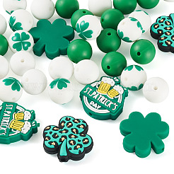 36Pcs 6 Styles Saint Patrick's Day Theme Silicone Beads&nbsp;SIL-TA0003-48