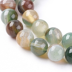 Natural Striped Agate/Banded Agate Beads Strands&nbsp;X1-G-G582-6mm-49