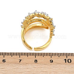 Brass Micro Pave Cubic Zirconia Cuff Ring for Women&nbsp;RJEW-L132-05G