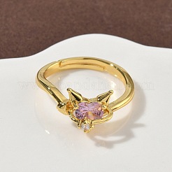 Brass Micro Pave Cubic Zirconia Finger Rings&nbsp;RJEW-H258-08G