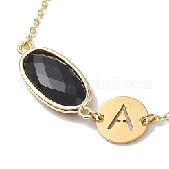 Natural Black Onyx(Dyed & Heated) Faceted Oval Link Bracelets&nbsp;BJEW-JB10263-01