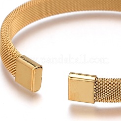 Unisex 304 Stainless Steel Mesh Bangles&nbsp;BJEW-L643-15