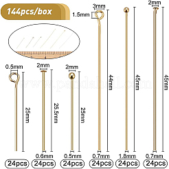 144Pcs 6 Style Brass Ball Head Pins with Eye Pins and Flat Head Pins&nbsp;KK-BC0007-28