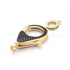 Brass Micro Pave Cubic Zirconia Lobster Claw Clasps&nbsp;ZIRC-K081-95G-01