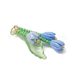 Glass Seed Beaded Magnolia Flower Pendants&nbsp;PALLOY-MZ01112-02