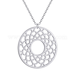 201 Stainless Steel Hollow Scaled Donut Pendant Necklaces&nbsp;FS-WG274E3-02