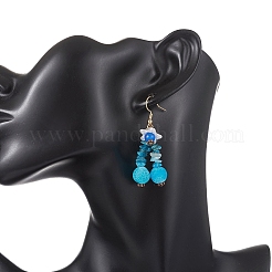 Flower Natural Mixed Stone Dangle Earrings&nbsp;EJEW-JE06870