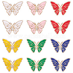12Pcs 6 Colors Butterfly Enamel Pins&nbsp;JEWB-TA0001-24