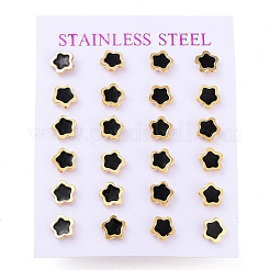 304 Stainless Steel Enamel with Glitter Stud Earrings&nbsp;EJEW-B009-27G-01