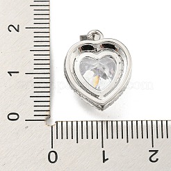 Rack Plating Brass Micro Pave Clear Cubic Zirconia Pendants&nbsp;KK-H469-02P-09