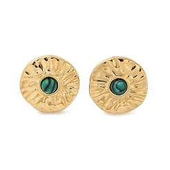 304 Stainless Steel Synthetic Malachite Stud Earrings&nbsp;EJEW-G423-09G-02