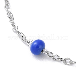 304 Stainless Steel Cable Chain Bracelet with Enamel Rondelle Beaded&nbsp;BJEW-G683-02P