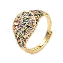 Brass Micro Pave Cubic Zirconia Cuff Rings for Women&nbsp;RJEW-A069-13G-01
