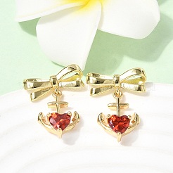 Brass Micro Pave Cubic Zirconia Stud Dangle Earring&nbsp;EJEW-H108-20A-G
